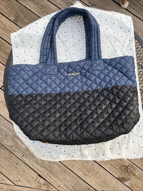 MZ Wallace Quilted Navy and Black Two-Tone Tote